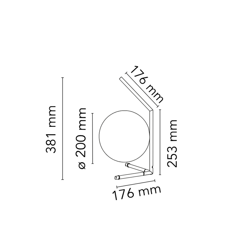 IC Lights T1 Low Lampada da tavolo cromo vetro soffiato Ø20 cm.