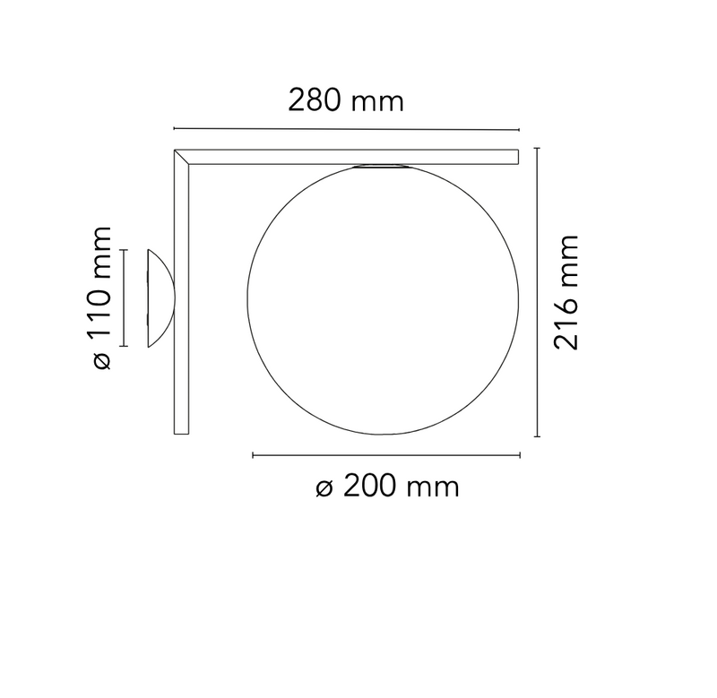IC Lights C/W1 Lampada da parete soffitto cromo vetro soffiato Ø20 cm.