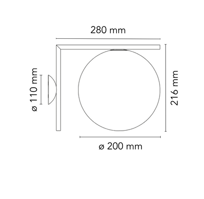 IC Lights C/W2 Lampada da parete soffitto ottone vetro soffiato Ø30 cm.