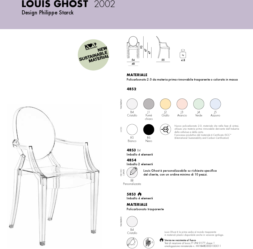 Louis Ghost sedia in Policarbonato cristallo 4 pz.