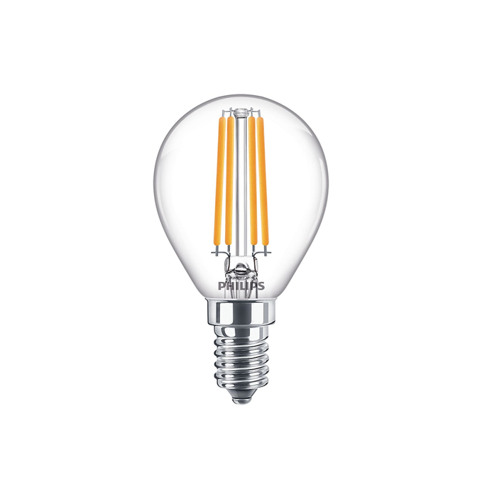 Lampadina LED E14 Sferica Filamento Chiara 6.5W 806lm - 840 - Philips