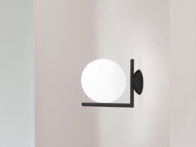 IC Lights C/W1 Lampada da parete soffitto nero vetro soffiato Ø20 cm.