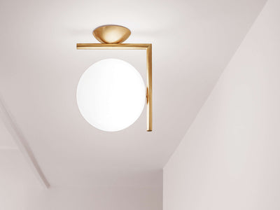 IC Lights C/W2 Lampada da parete soffitto ottone vetro soffiato Ø30 cm.