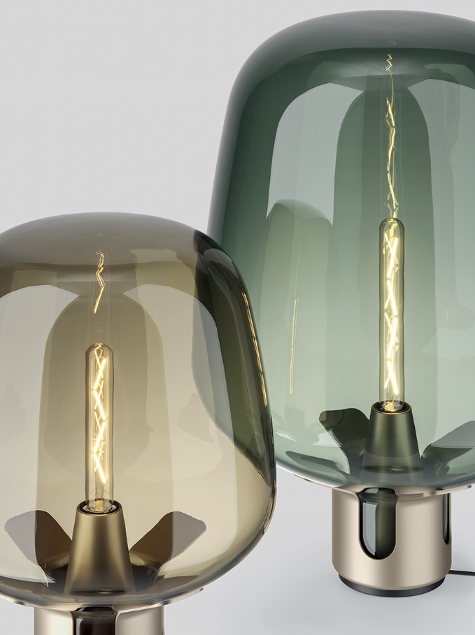 Flar large Lampada da tavolo in vetro soffiato turchese