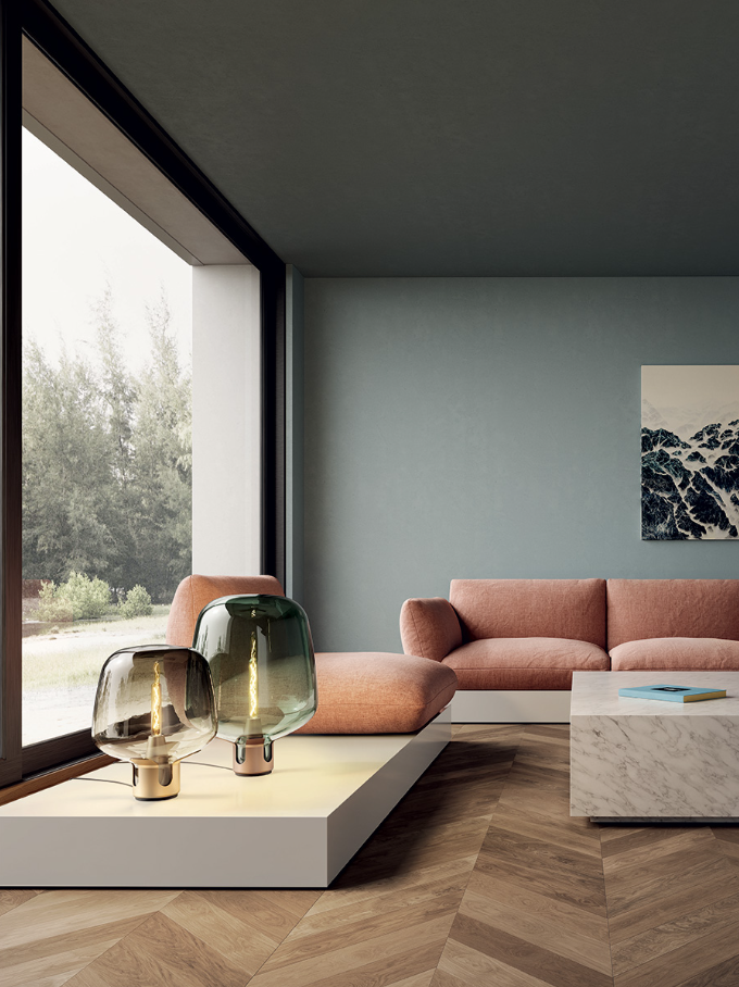 Flar medium Lampada da tavolo in vetro soffiato miele