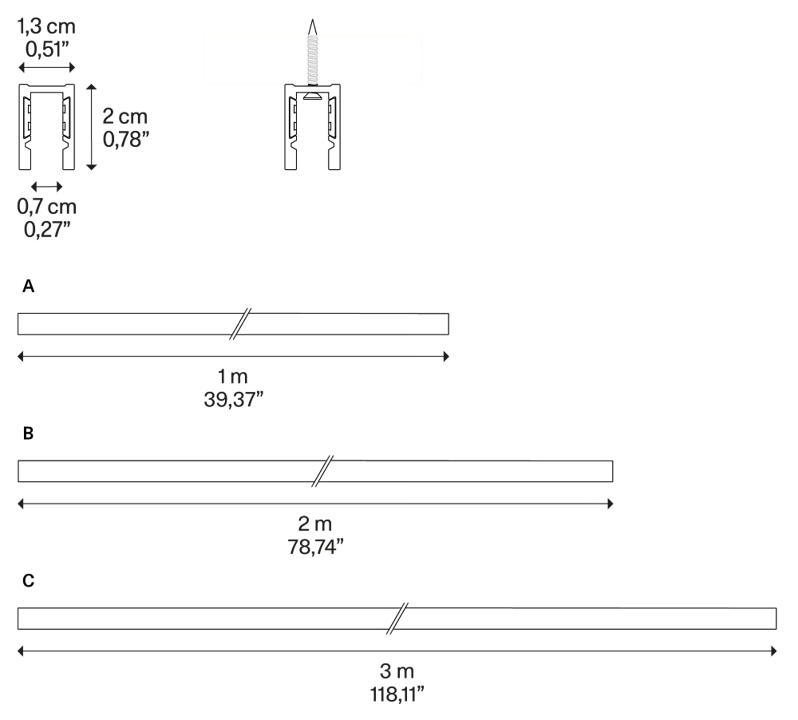 DoubleZero7 Profilo a binario 48V per installazione a superficie in metallo nero extra opaco L 100 cm.