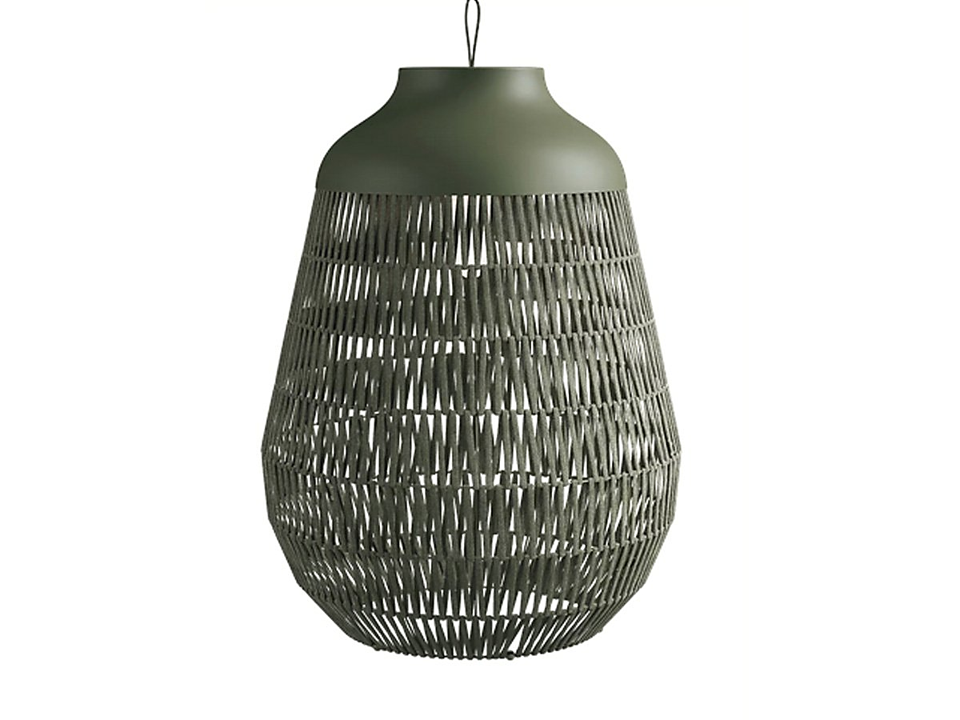 Stitch Large Lampada da terra per esterno in metallo e tessuto verde oliva scuro
