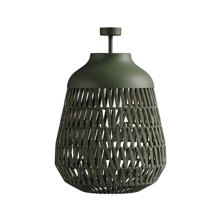 Stitch Medium Lampada da soffitto per esterno in metallo e tessuto verde oliva scuro