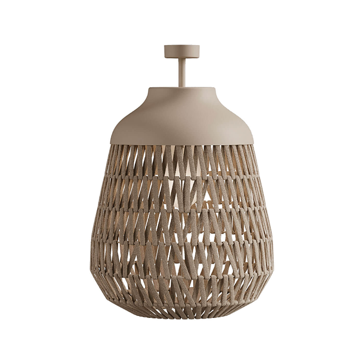 Stitch Medium Lampada da soffitto per esterno in metallo e tessuto avorio tenue