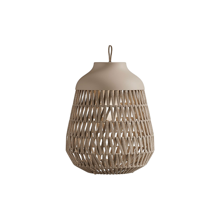 Stitch Medium Lampada da tavolo terra per esterno in metallo e tessuto avorio tenue