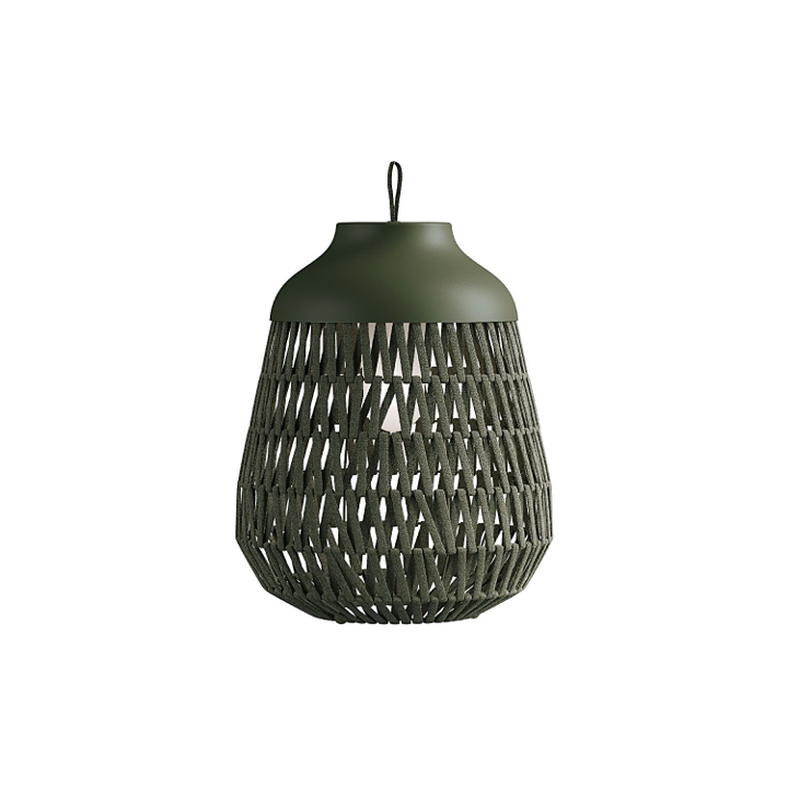 Stitch Medium Lampada da tavolo terra per esterno in metallo e tessuto verde oliva scuro