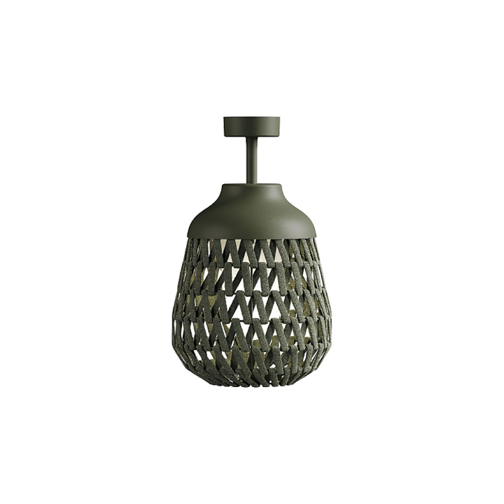Stitch Small Lampada da soffitto per esterno in metallo e tessuto verde oliva scuro