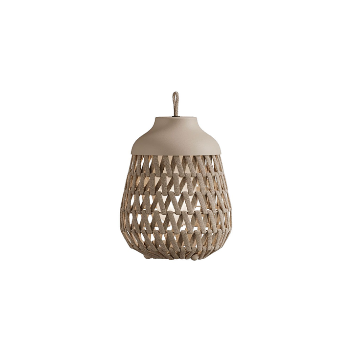 Stitch Small Lampada da tavolo terra per esterno in metallo e tessuto avorio tenue
