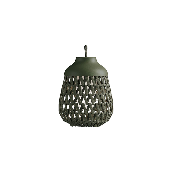 Stitch Small Lampada da tavolo terra per esterno in metallo e tessuto verde oliva scuro