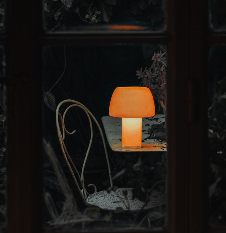 Lorosae Lampada da tavolo ricaricabile in vetro Sicilian Orange