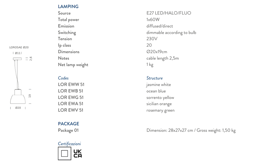 Lorosae Lampadario sospensione in vetro Ø20 cm. Sicilian Orange