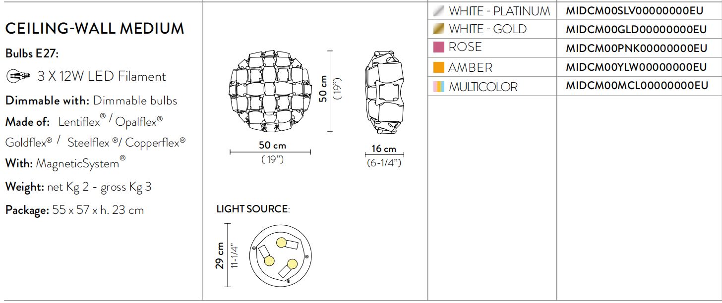 Mida Medium Lampada da parete soffitto Gold