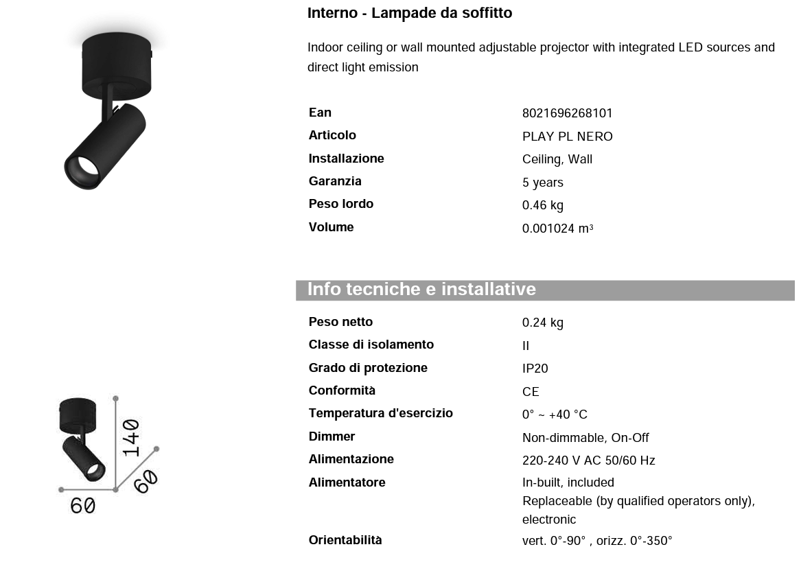 Play pl Plafoniera Lampada da soffitto led orientabile bianco