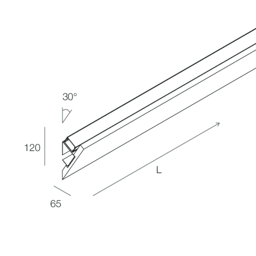 V-30 Veletta con inclinazione di 30° per Strip LED