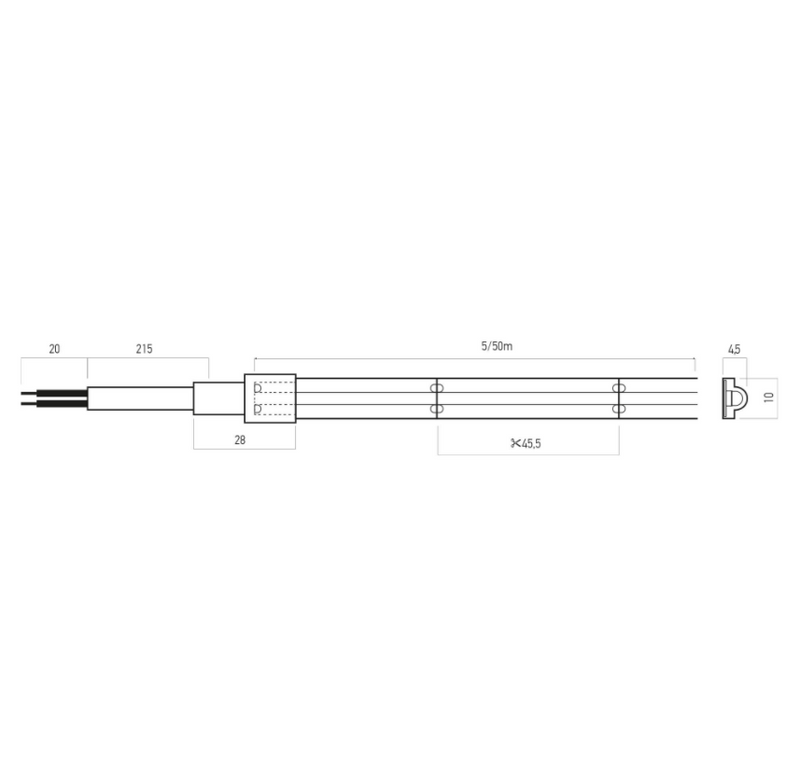 Strip LED XTAP 220V IP65 3000K - 5 mt.