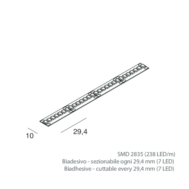 Strip LED 2835 238 LED/m 24V DC 19,2W/m 4000K IP20