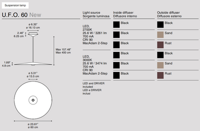 Ufo Sospensione Led diametro 60 cm. nero