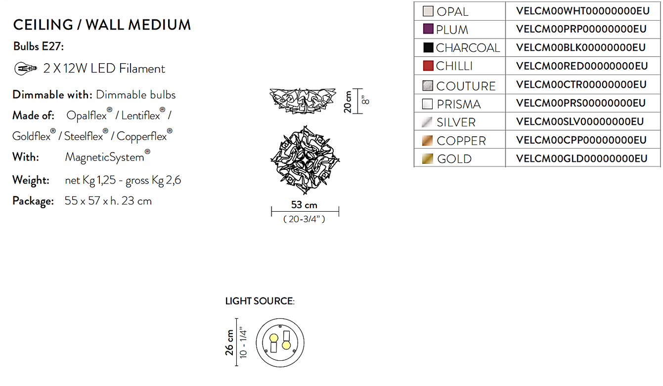 Veli Medium Plafoniera Opal
