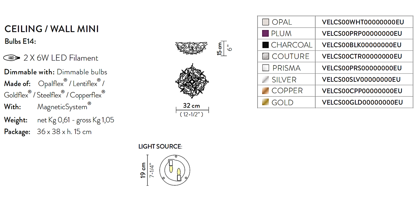 Veli Mini Applique Plafoniera Prisma