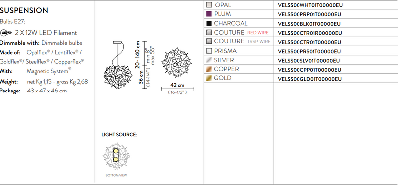 Veli Couture Medium Red Wire Sospensione