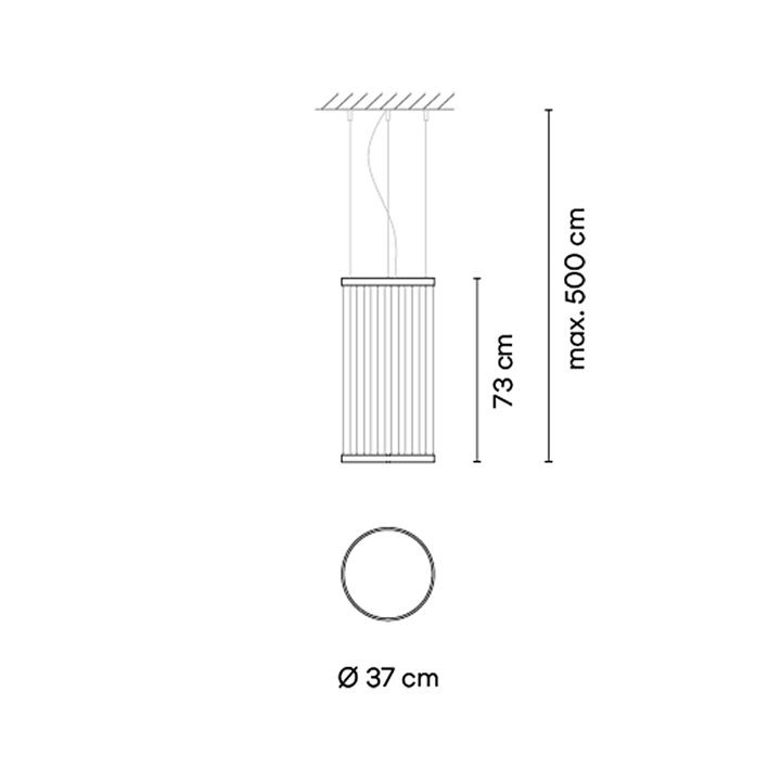 Array sospensione led fili tessuto alluminio Ø 37 h 73 cm. Surface Green