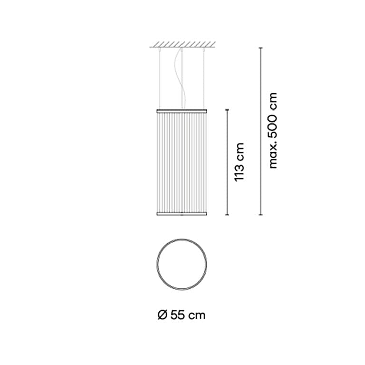Array 1820 sospensione led fili tessuto alluminio Ø 55 h 113 cm. Surface Beige