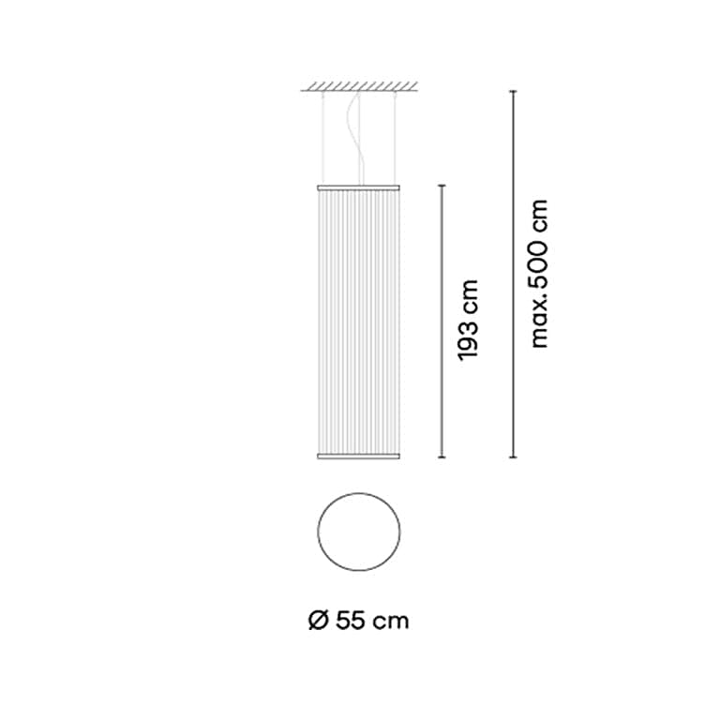 Array 1825 sospensione led fili tessuto alluminio Ø 55 h 193 cm. Surface Beige