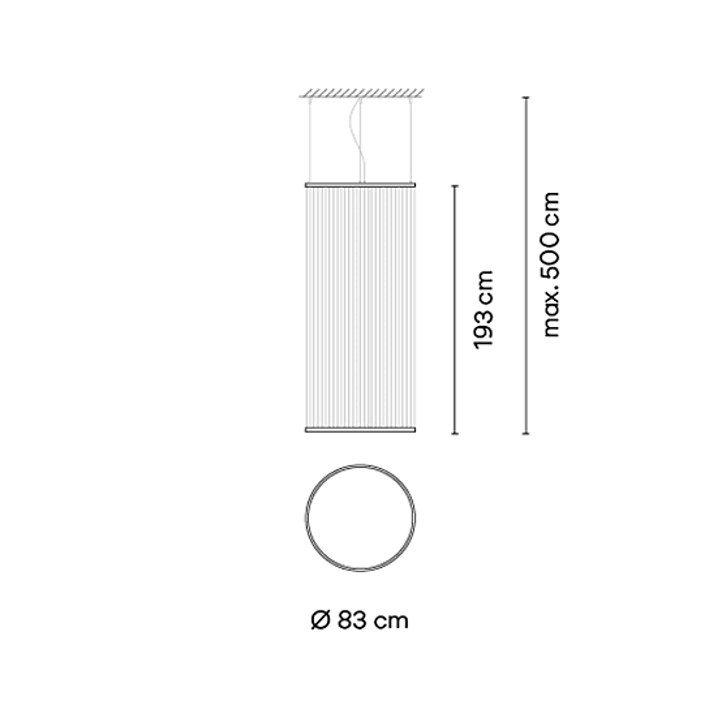 Array 1835 sospensione led fili tessuto alluminio Ø 83 h 193 cm. Surface Beige