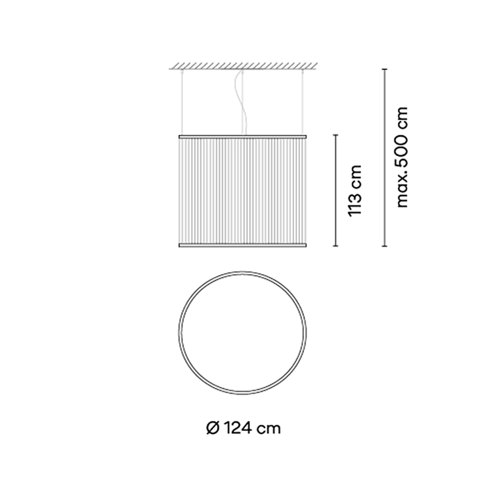 Array 1840 sospensione led fili tessuto alluminio Ø 124 h 113 cm. Surface Beige