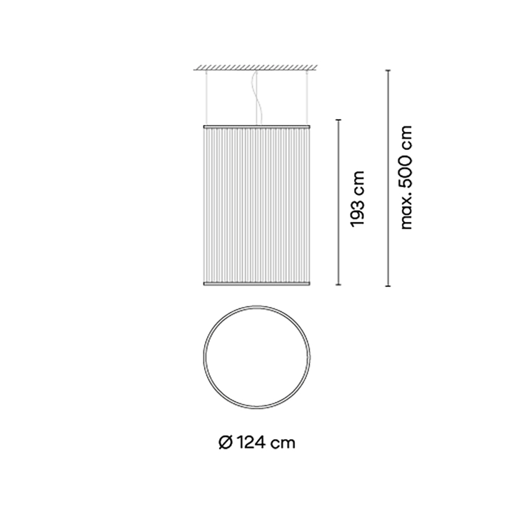 Array 1845 sospensione led fili tessuto alluminio Ø 124 h 193 cm. Surface Beige