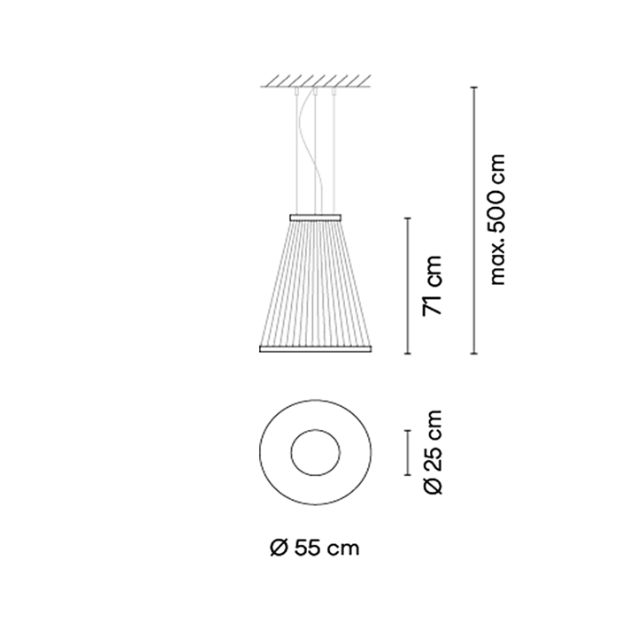 Array 1850 sospensione led fili tessuto alluminio Ø 55 h 71 cm. Surface Beige