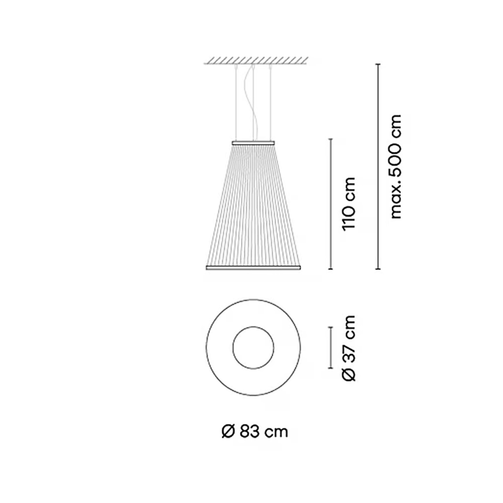 Array 1865 sospensione led fili tessuto alluminio Ø 83 h 110 cm. Surface Beige