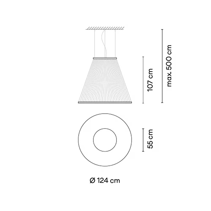 Array 1875 sospensione led fili tessuto alluminio Ø 124 h 107 cm. Surface Green