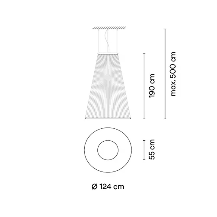 Array 1880 sospensione led fili tessuto alluminio Ø 124 h 190 cm. Surface Beige