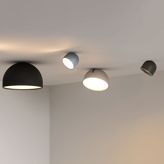 Plusminus Solo spot-light led Ø10 cm. con ottica stretta orientabile Pulsante 1-10V Beige