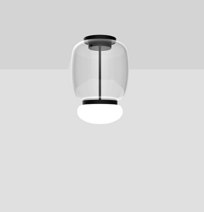 Faro PL G Plafoniera Lampada soffitto LED in vetro soffiato cristallo bianco