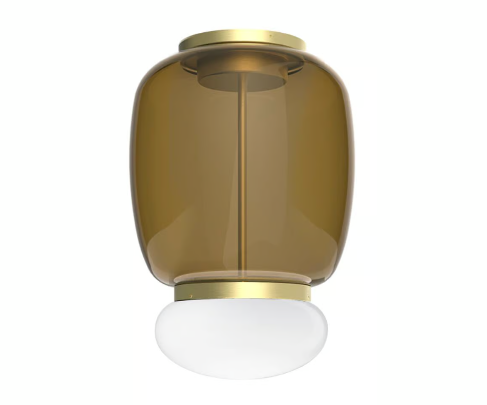 Faro PL G Plafoniera Lampada soffitto LED in vetro soffiato terra bruciata bianco