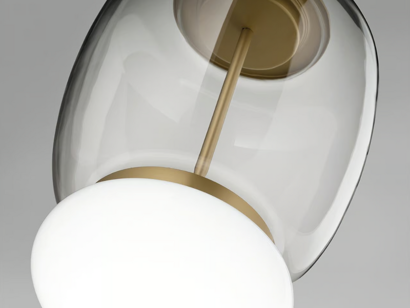 Faro SP G Lampadario sospensione LED in vetro soffiato cristallo trasparente bianco