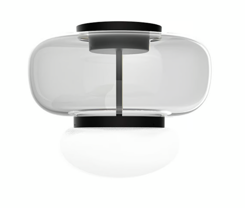 Faro PL P Plafoniera Lampada soffitto LED in vetro soffiato cristallo bianco