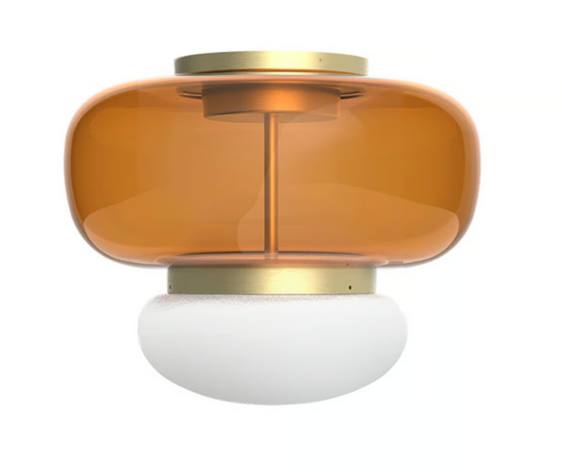 Faro PL P Plafoniera Lampada soffitto LED in vetro soffiato ambra scuro bianco