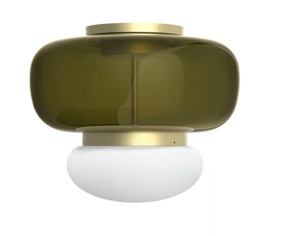 Faro PL P Plafoniera Lampada soffitto LED in vetro soffiato verde antico bianco