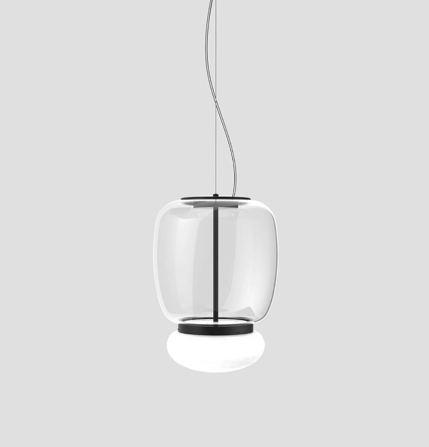 Faro SP G Lampadario sospensione LED in vetro soffiato cristallo trasparente bianco