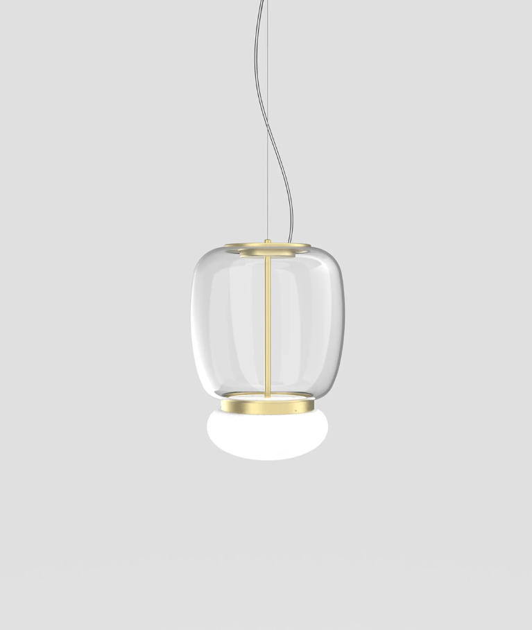 Faro SP G Lampadario sospensione LED in vetro soffiato cristallo trasparente bianco