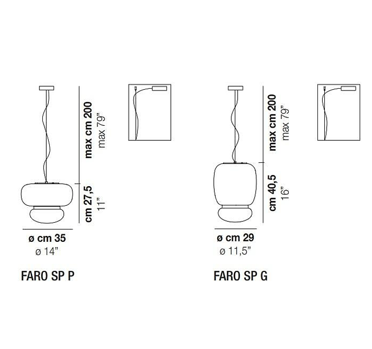 Faro SP P Lampadario sospensione LED in vetro soffiato cristallo trasparente bianco