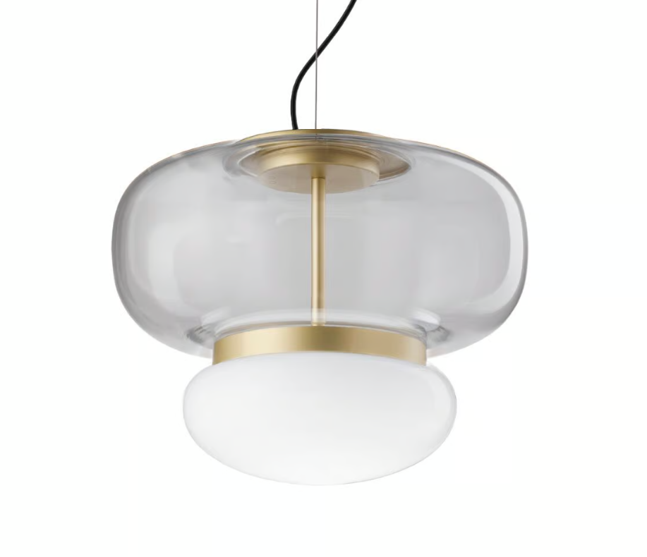 Faro SP P Lampadario sospensione LED in vetro soffiato cristallo trasparente bianco